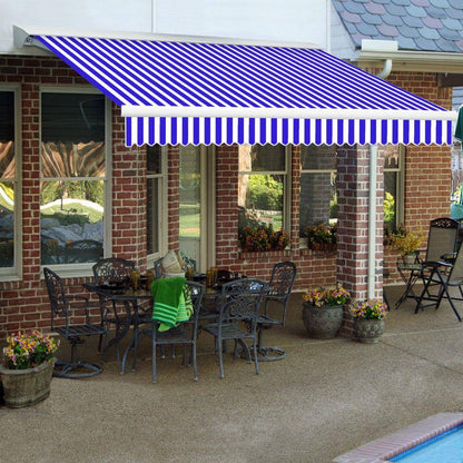 8 Ft. Destin Right Motorized Retractable Awning 96 In. W X 10.38 In. H X 78 In. D Acrylic Fabric in Bright Blue/White