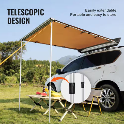 4.6 Ft. X 6.6 Ft. Car Side Awning, Retractable Vehicle Shade with UV50+ Waterproof Storage Bag, Suitable for Truck, SUV