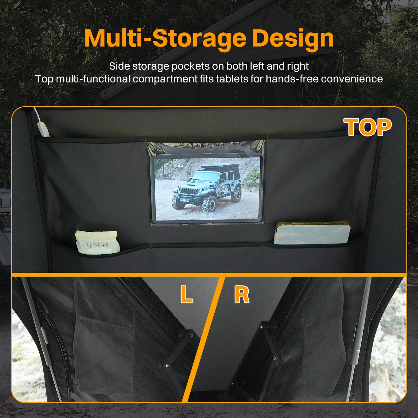 Roof Top Tent Hardshell Rooftop Tent for Van SUV Truck Car Overland Tent Camping for 2-3 Person with Ladder