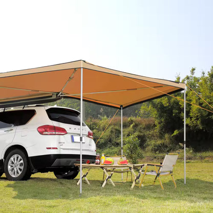 Vehicle Awning 270-Degree 8.2 Ft. Height Retractable Car Side Awning PU 3000 Mm UV 50+ Car Awning Waterproof Storage Bag