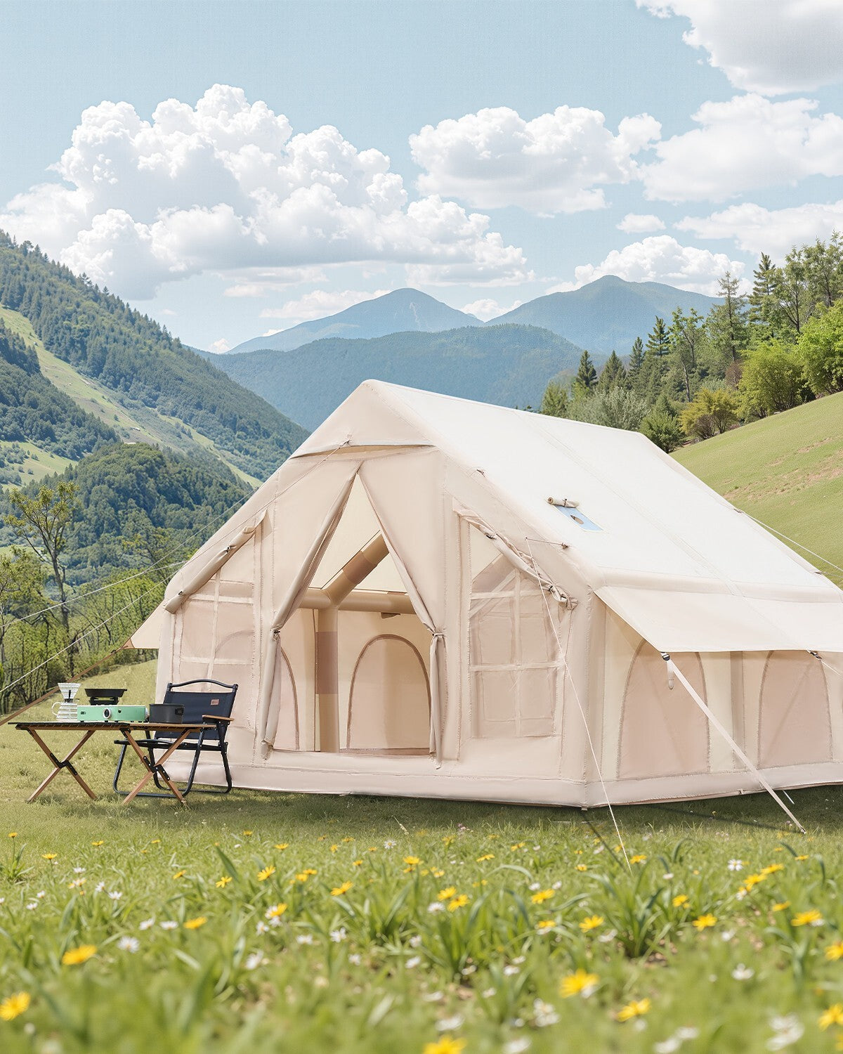 Inflatable Tents for 3-12 Person Camping Tent Blow up Tent W/ Pump & Stove Jack
