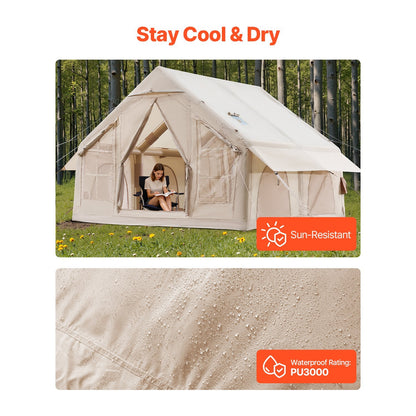 Inflatable Tents for 3-12 Person Camping Tent Blow up Tent W/ Pump & Stove Jack