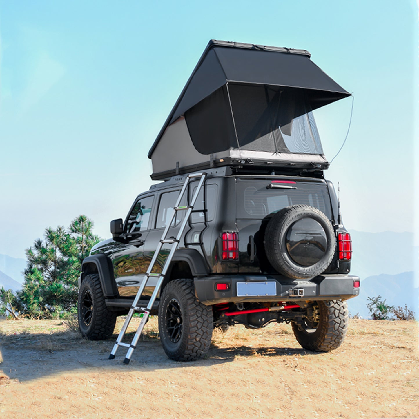 Roof Top Tent Hardshell Rooftop Tent for Van SUV Truck Car Overland Tent Camping for 2-3 Person with Ladder