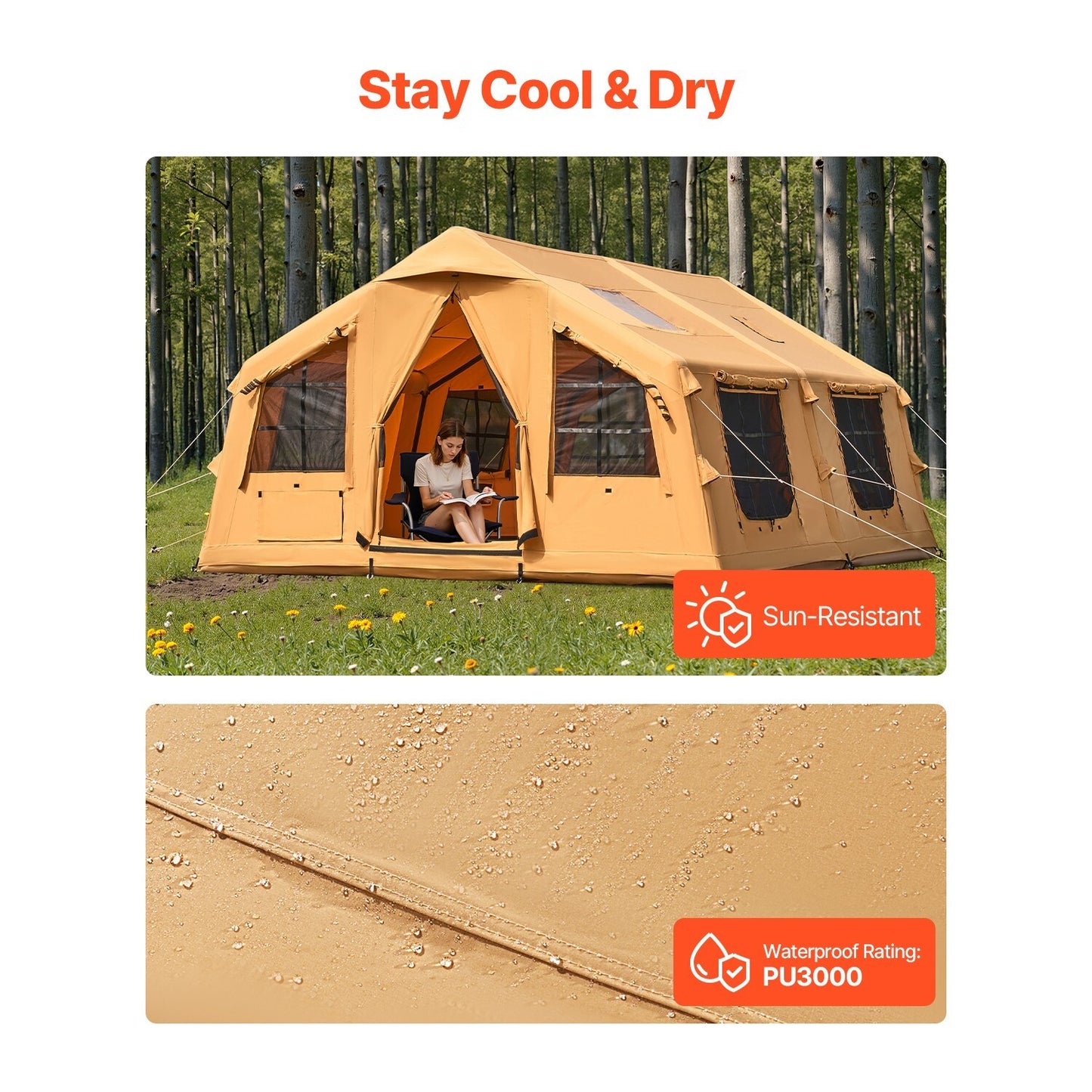 Inflatable Tents for 3-12 Person Camping Tent Blow up Tent W/ Pump & Stove Jack