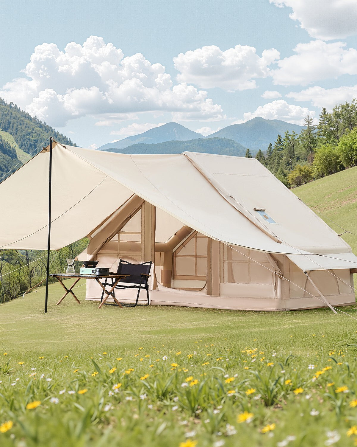 Inflatable Tents for 3-12 Person Camping Tent Blow up Tent W/ Pump & Stove Jack