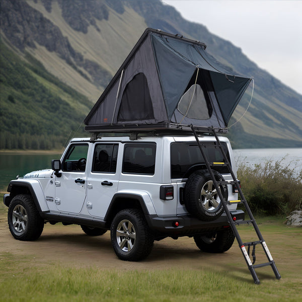 Hardshell Rooftop Tent Car Pop-Up Outdoor Camping Travel Tents W/ Ladder