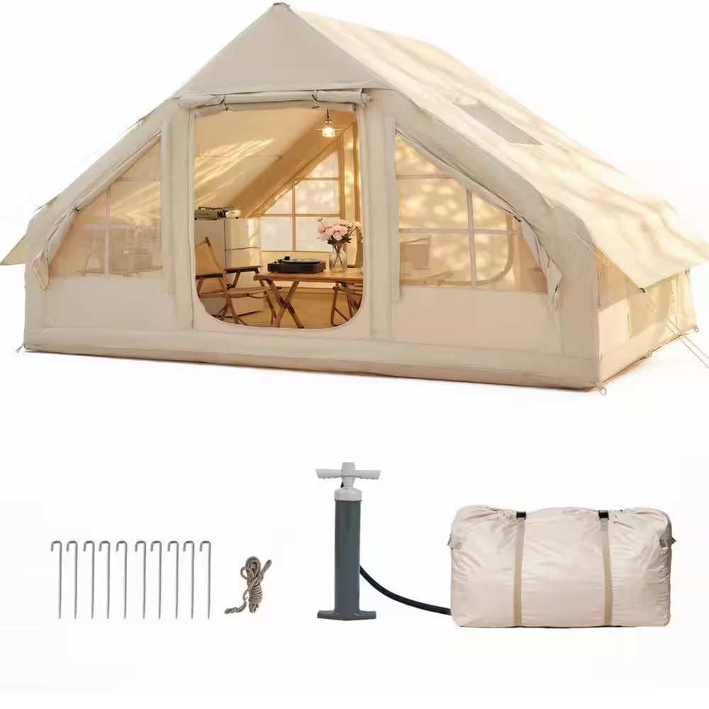 Camping Tent for 4-6 Person, Windproof Waterproof Outdoor Inflatable Tent with Pump, Instant Setup Family Tent