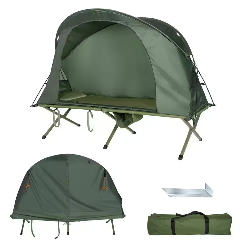 1-Person Folding Camping Tent Cot Portable Outdoor Tent for Backpacking & Hiking Green
