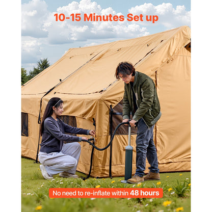Inflatable Tents for 3-12 Person Camping Tent Blow up Tent W/ Pump & Stove Jack