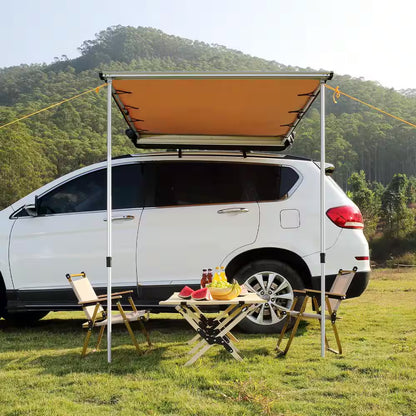 4.6 Ft. X 6.6 Ft. Car Side Awning, Retractable Vehicle Shade with UV50+ Waterproof Storage Bag, Suitable for Truck, SUV