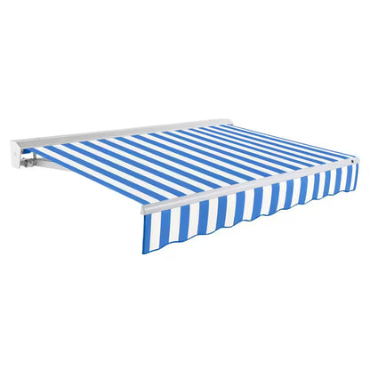8 Ft. Destin Right Motorized Retractable Awning 96 In. W X 10.38 In. H X 78 In. D Acrylic Fabric in Bright Blue/White