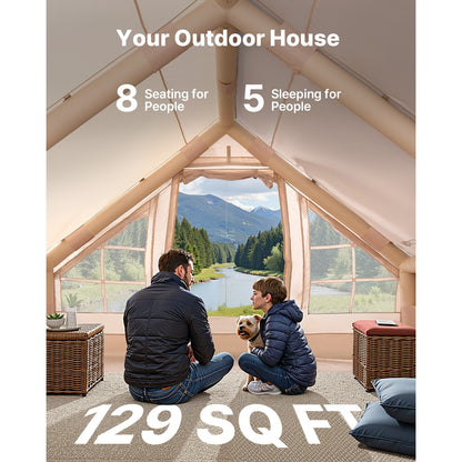 Inflatable Tents for 3-12 Person Camping Tent Blow up Tent W/ Pump & Stove Jack