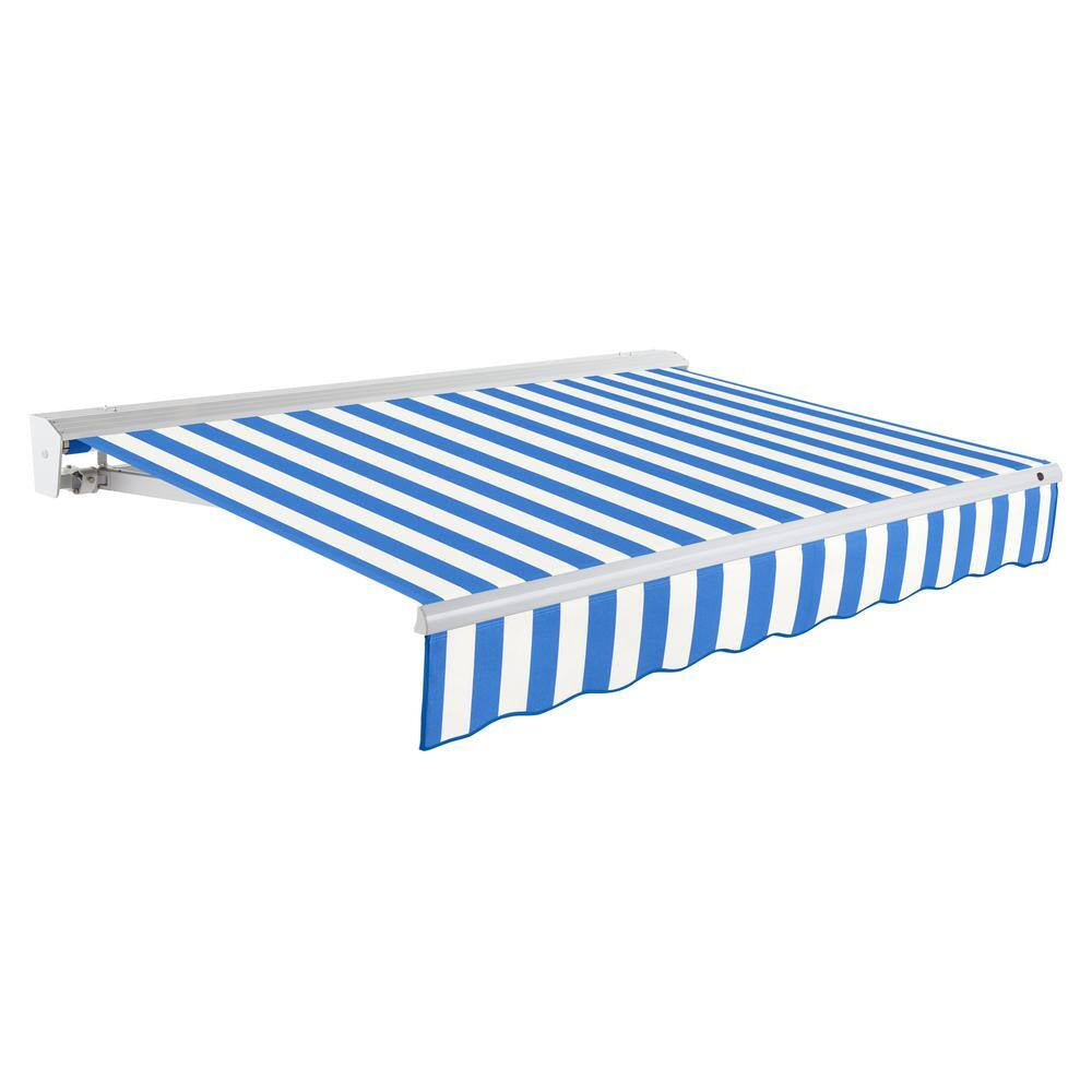 8 Ft. Destin Right Motorized Retractable Awning 96 In. W X 10.38 In. H X 78 In. D Acrylic Fabric in Bright Blue/White