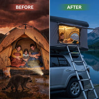 Roof Top Tent Hard Shell Camping Pop-Up Tents for SUV Campervan Fit 2-3 Person — Before & After