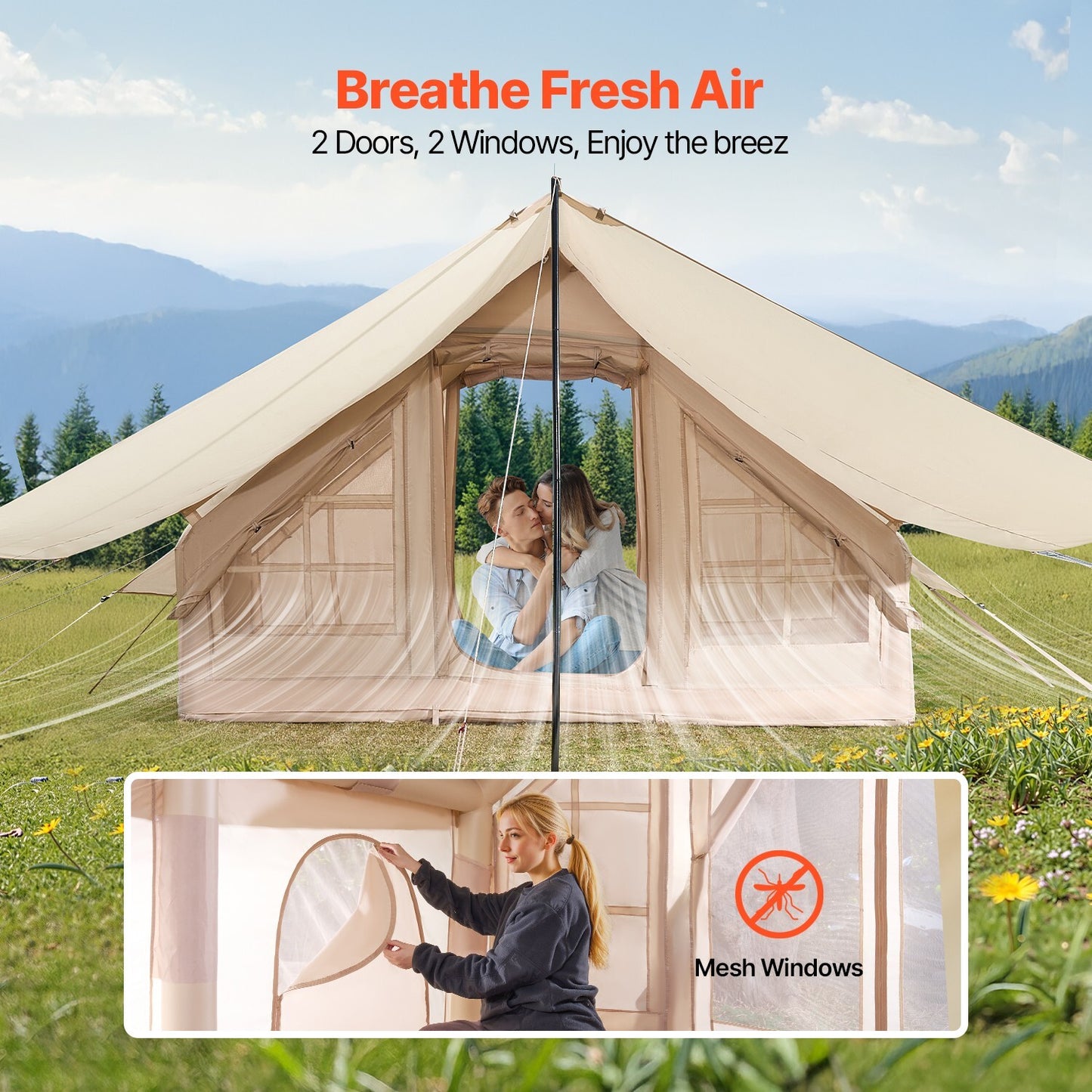 Inflatable Tents for 3-12 Person Camping Tent Blow up Tent W/ Pump & Stove Jack