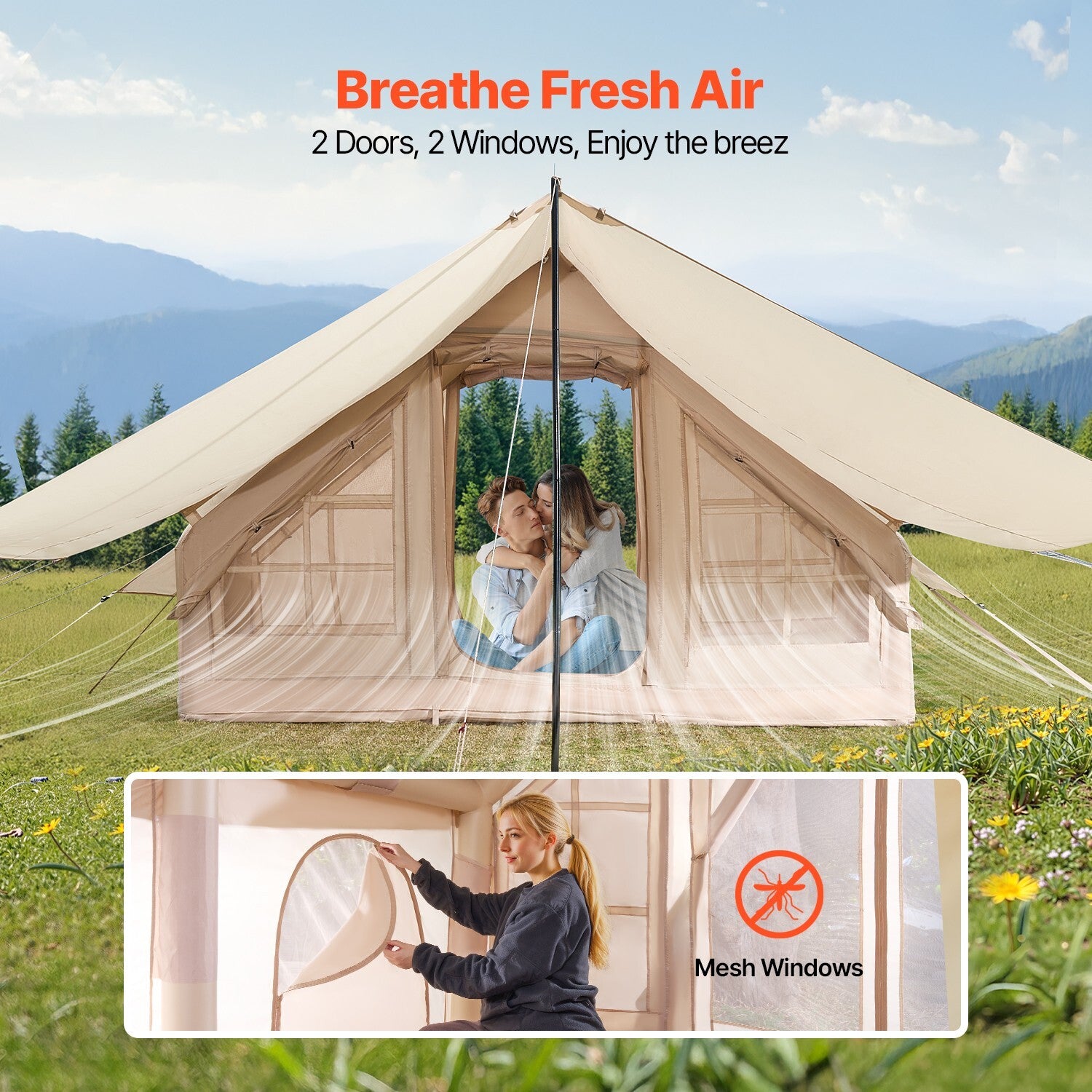 Inflatable Tents for 3-12 Person Camping Tent Blow up Tent W/ Pump & Stove Jack