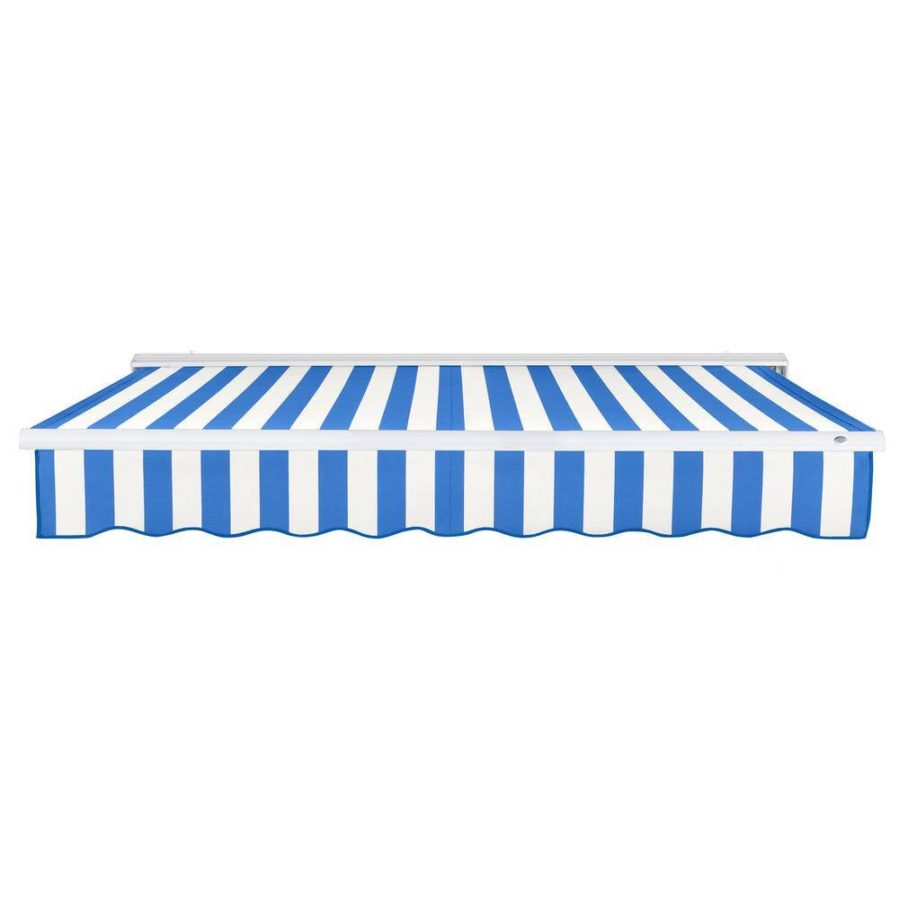 8 Ft. Destin Right Motorized Retractable Awning 96 In. W X 10.38 In. H X 78 In. D Acrylic Fabric in Bright Blue/White