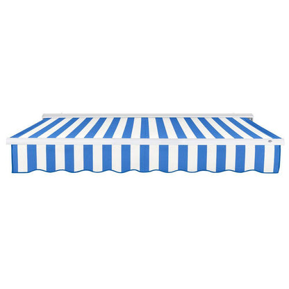 8 Ft. Destin Right Motorized Retractable Awning 96 In. W X 10.38 In. H X 78 In. D Acrylic Fabric in Bright Blue/White