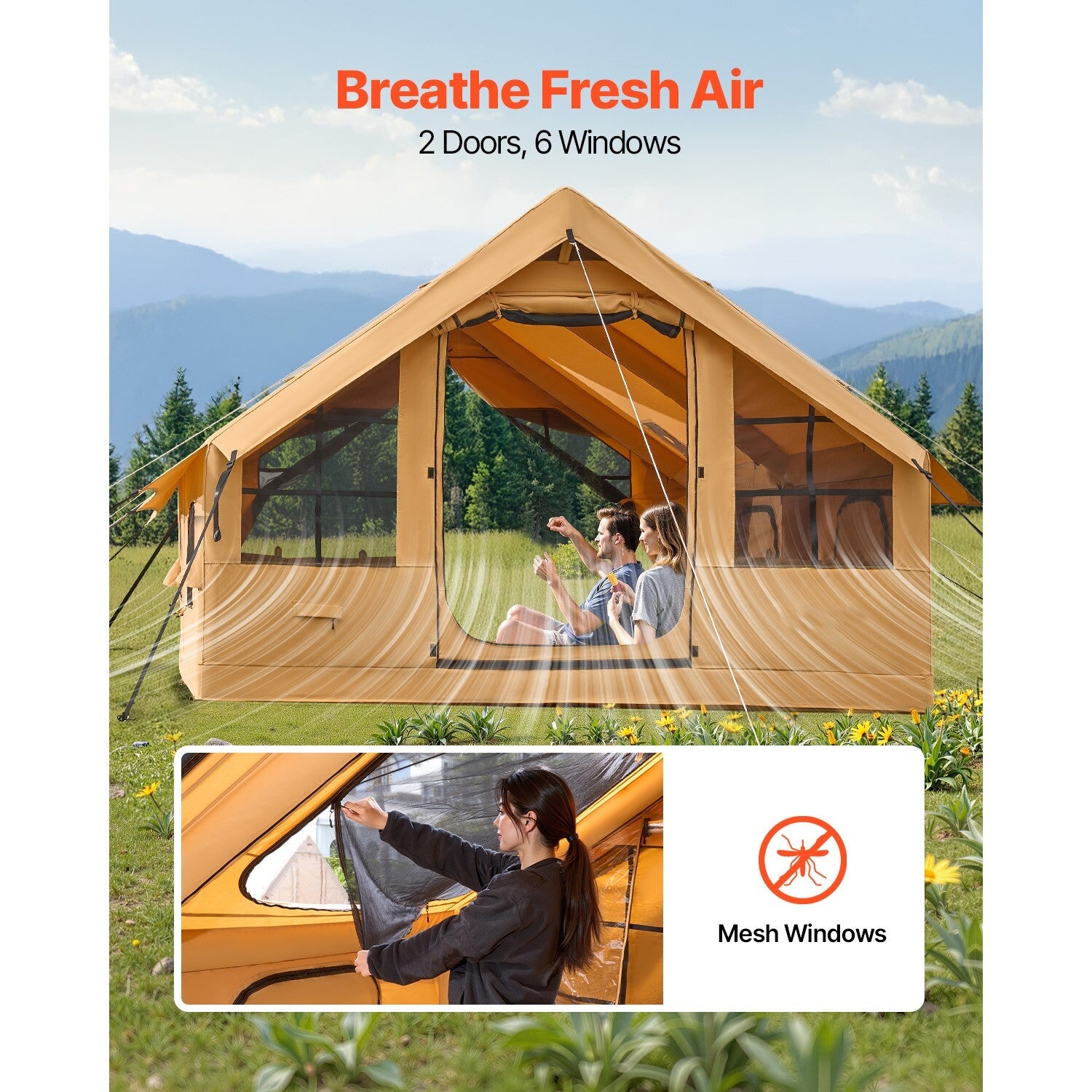 Inflatable Tents for 3-12 Person Camping Tent Blow up Tent W/ Pump & Stove Jack