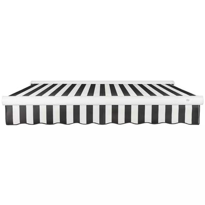 16 Ft. Key West Left Motorized Retractable Awning 192 In. W X 9.38 In. H X 120 In. D Acrylic Fabric in Black/White