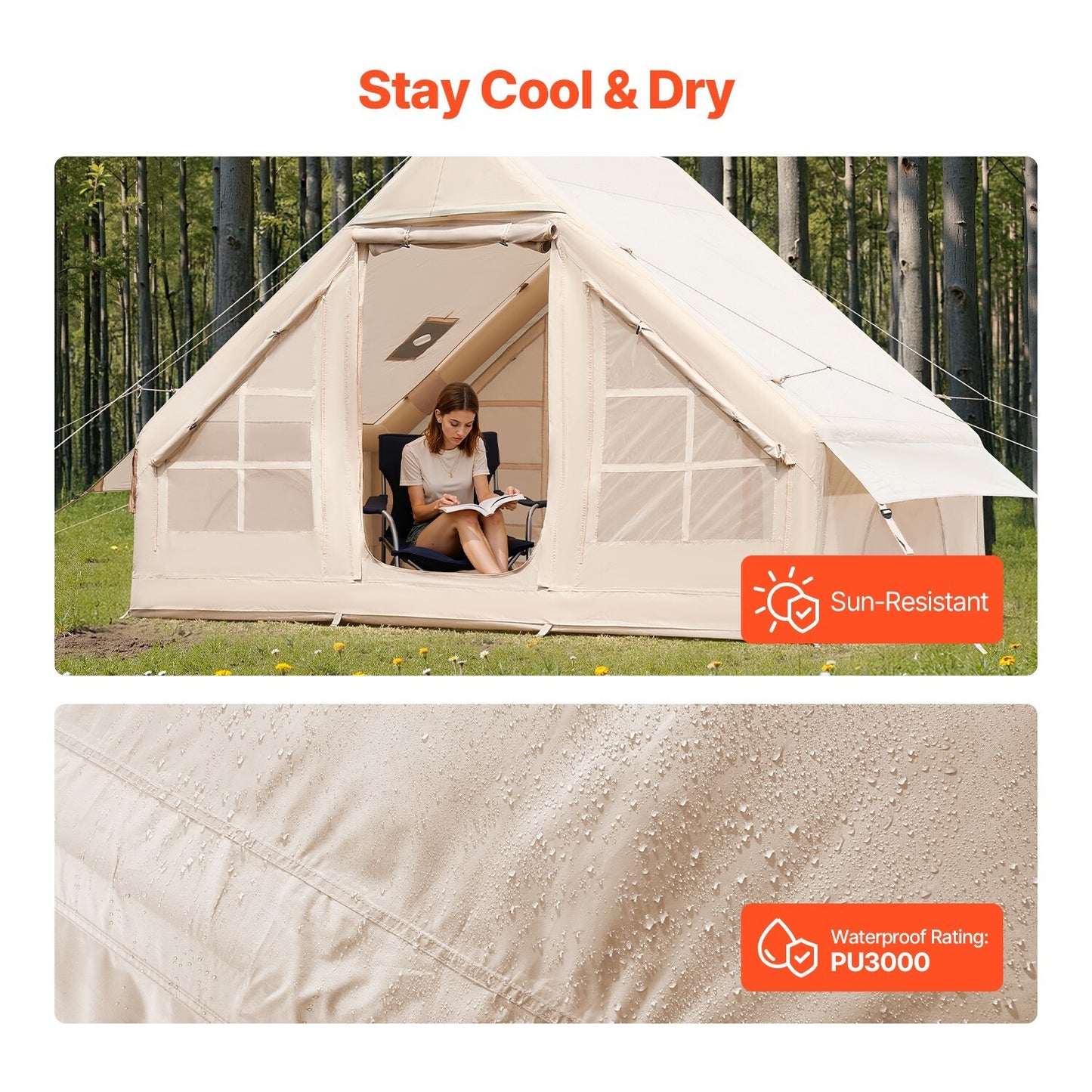 Inflatable Tents for 3-12 Person Camping Tent Blow up Tent W/ Pump & Stove Jack