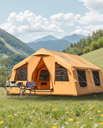 Inflatable Tents for 3-12 Person Camping Tent Blow up Tent W/ Pump & Stove Jack