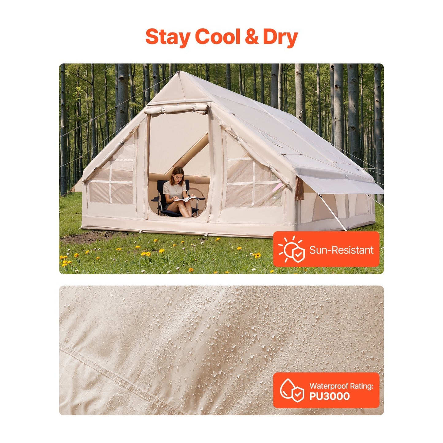 Inflatable Tents for 3-12 Person Camping Tent Blow up Tent W/ Pump & Stove Jack