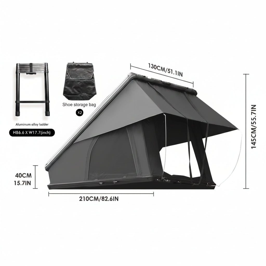 Roof Top Tent Hardshell Rooftop Tent for Van SUV Truck Car Overland Tent Camping for 2-3 Person with Ladder