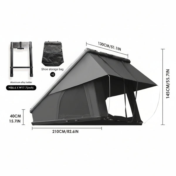 Roof Top Tent Hardshell Rooftop Tent for Van SUV Truck Car Overland Tent Camping for 2-3 Person with Ladder