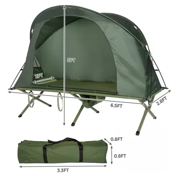 1-Person Folding Camping Tent Cot Portable Outdoor Tent for Backpacking & Hiking Green
